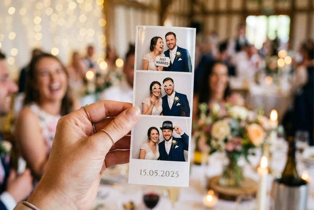 Čerstvo vytlačená fotografia zo svadobnej fotobúdky